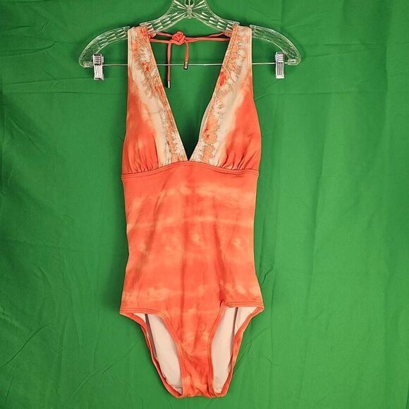 Michael Michael Kors Womens Orange One Piece Swimsuit 6 - Picture 1 of 5
